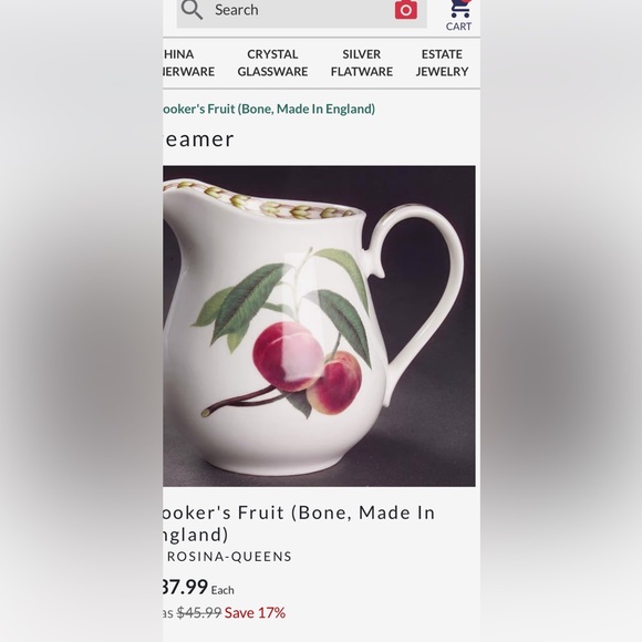 Queen's Royal Horticulture Society Hooker's Fruit Creamer Fine Bone China - Picture 2 of 10